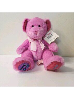 Vtg 90's Russ Berrie Pink Libra Zodiac Teddy Bear Stuffed Beaded Eyes Plush